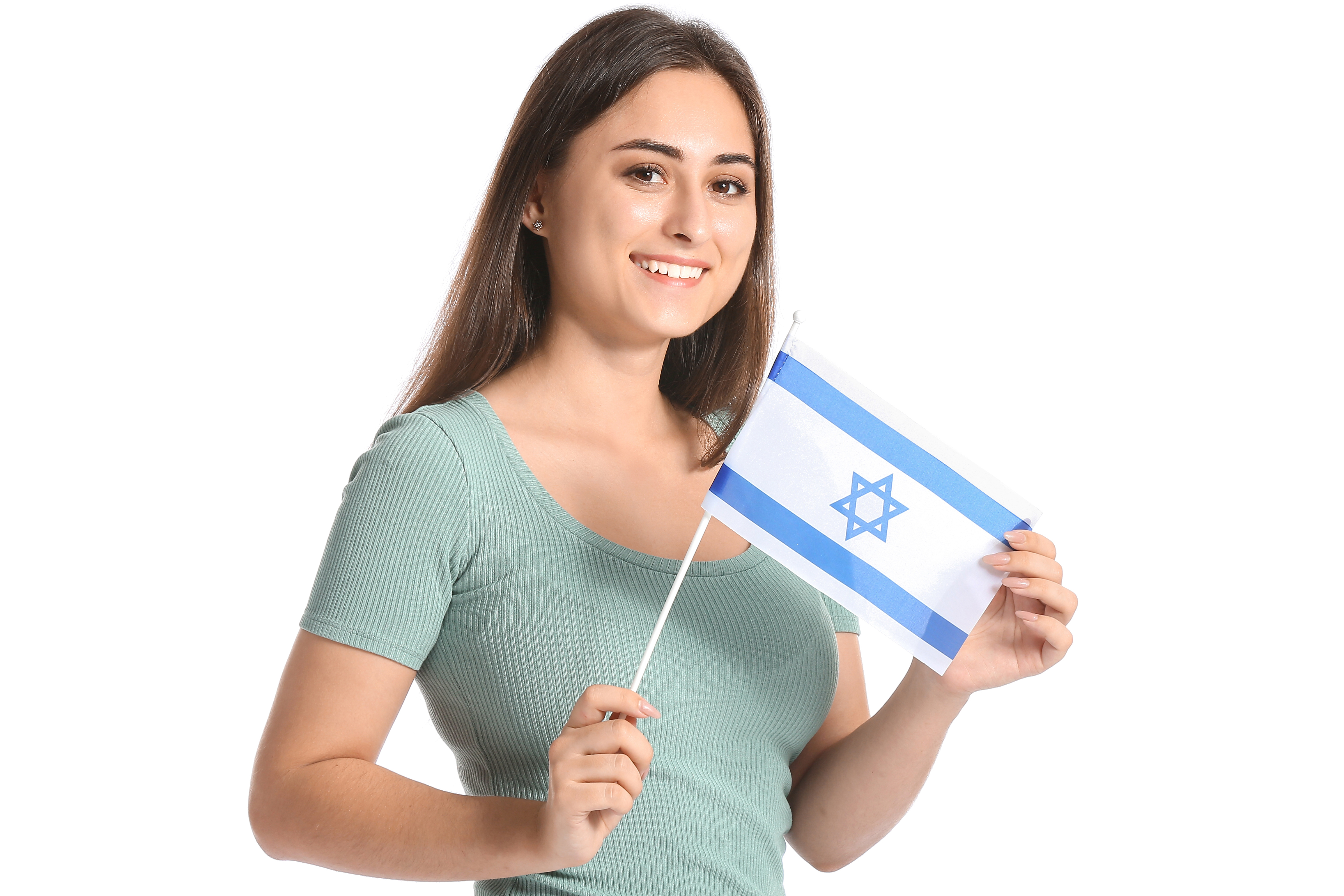 Девушка с флагом Израиля, где она может получить гражданство